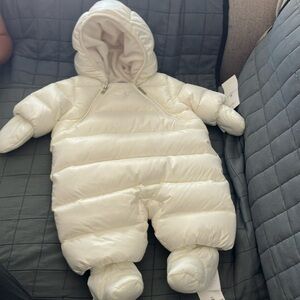 Cozy White Baby Snowsuit with Hood